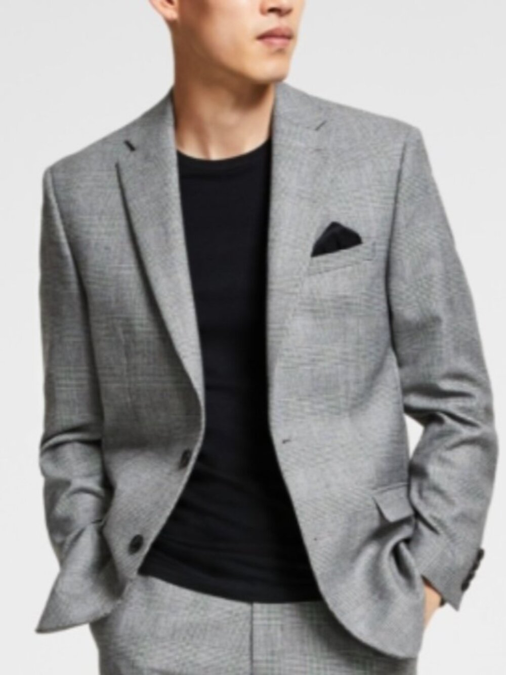 Bar Iii Men's Slim-Fit Black White Plaid Suit Jacket 36S
